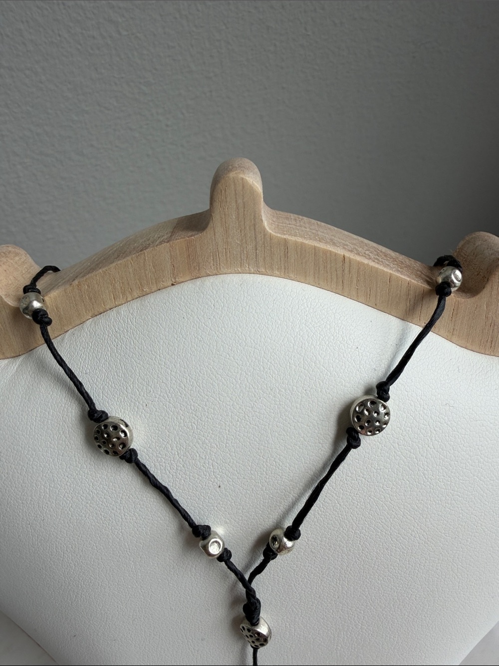 Fish Pendant Necklace with beaded Black cord- Boho, Beachy - Picture 3 of 5